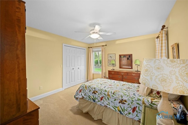 2284 Big Hickory Run, Sylvania, OH 43560 - bedroom with baseboards, a closet, ceiling fan, and carpet
