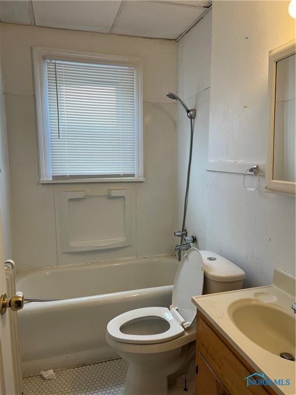2289 Upton Ave, Toledo, OH 43606 - full bathroom with toilet, vanity, shower / tub combination, and tile patterned floors