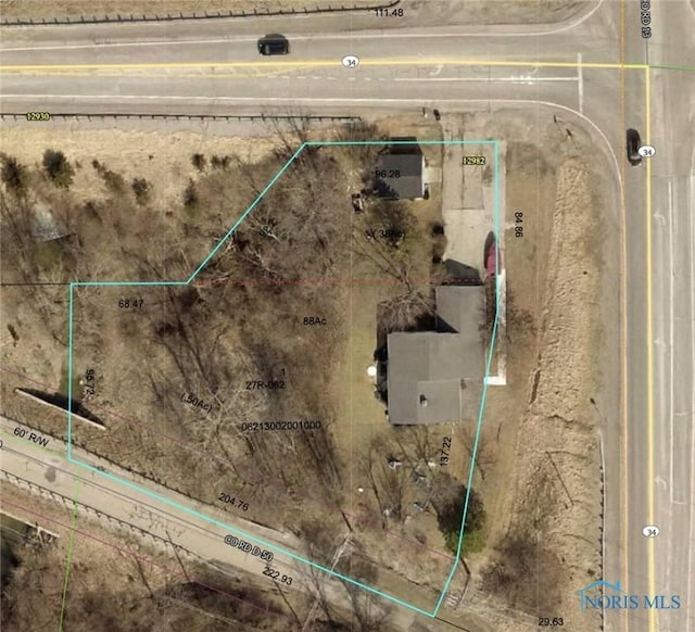 12982 State Route 34, Bryan, OH 43506 - aerial map of property and surrounding area featuring property boundaries highlighted