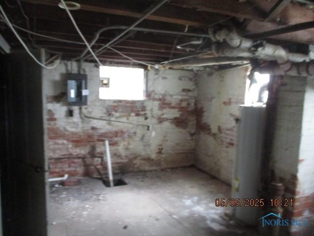 below grade area with electric panel