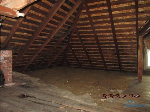 view of unfinished attic