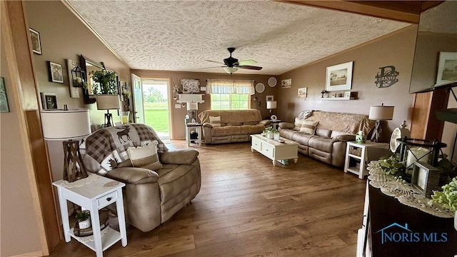17262 US Route 127, Cecil, OH 45821 - living area with a ceiling fan, wood finished floors, crown molding, and a textured ceiling