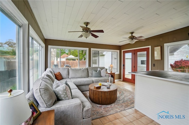5036 Trellis Way, Sylvania, OH 43560 - living room with a ceiling fan and light tile patterned floors