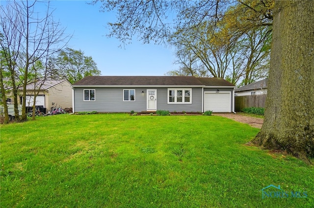 20161 Locust St, Weston, OH 43569 - single story home featuring a front yard, dirt driveway, fence, and a garage
