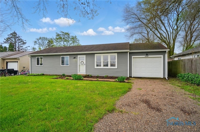 20161 Locust St, Weston, OH 43569 - ranch-style home featuring dirt driveway, a front lawn, an attached garage, and fence