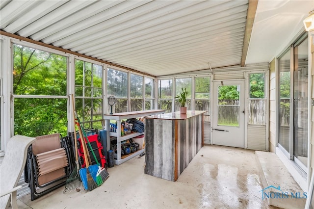 view of unfurnished sunroom
