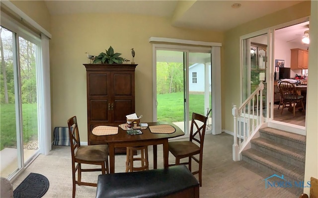 109 Rivers Edge Ln Unit C, Upper Sandusky, OH 43351 - dining area with baseboards, light wood-style flooring, and ceiling fan