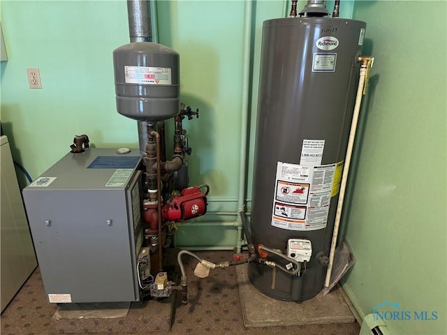 165 5th St, Mcclure, OH 43534 - utility room with gas water heater and a heating unit