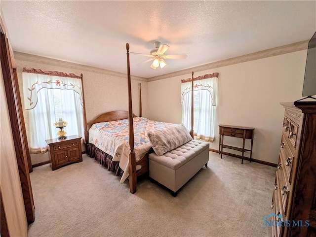 2450 N Billman Rd, Genoa, OH 43430 - bedroom featuring light carpet, a textured ceiling, and a ceiling fan