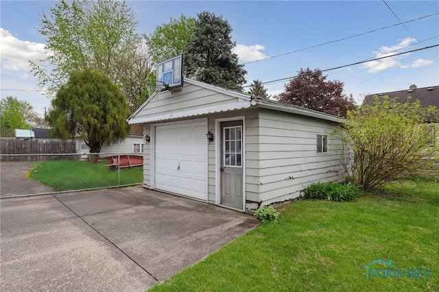 detached garage with driveway