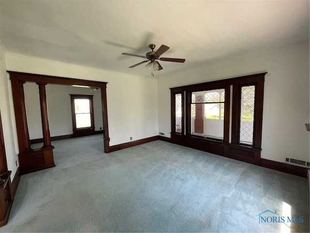 5907 N Berkey Southern Rd, Berkey, OH 43504 - spare room featuring baseboards, light carpet, and ceiling fan