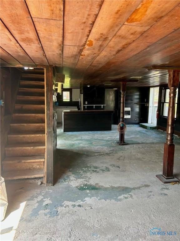5907 N Berkey Southern Rd, Berkey, OH 43504 - below grade area featuring stairway and wood ceiling