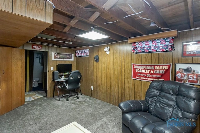 3134 Cragmoor Ave, Toledo, OH 43614 - carpeted home office featuring wooden walls