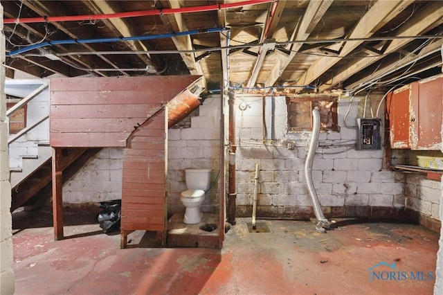 1908 Parkdale Ave, Toledo, OH 43607 - unfinished below grade area with stairway and electric panel