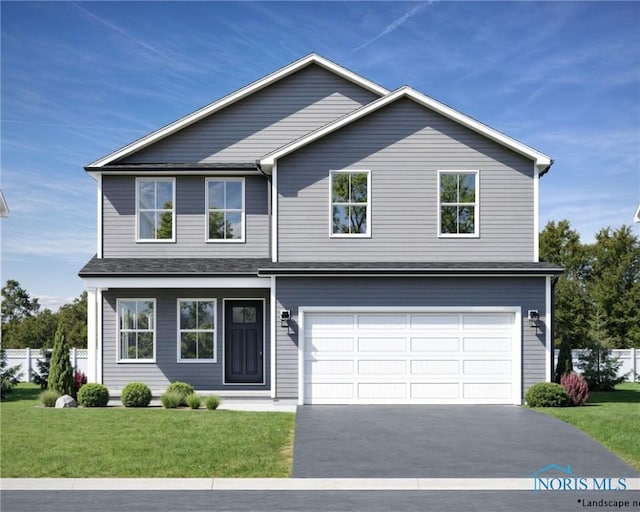 134 Valley Hall Dr, Perrysburg, OH 43551 - view of front facade featuring asphalt driveway, a garage, and a front lawn