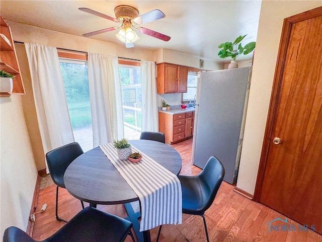 624 Myers St, Toledo, OH 43609 - dining space with a ceiling fan and light wood finished floors