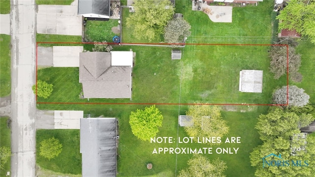 588 Douglas Dr, Wauseon, OH 43567 - aerial view of property and surrounding area featuring property boundaries highlighted