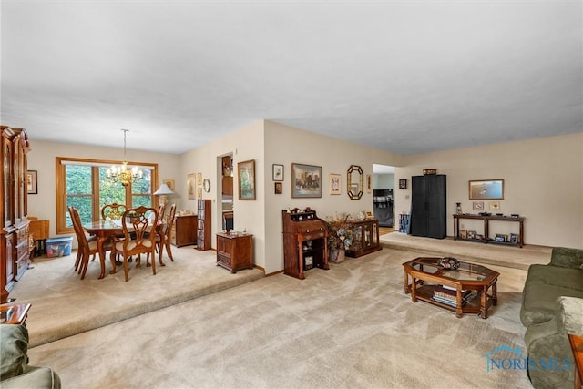 2659 Coveview Dr, Toledo, OH 43611 - living area with a chandelier, light carpet, and baseboards