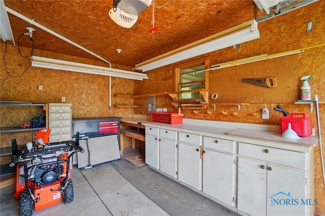 29030 Hufford Rd, Perrysburg, OH 43551 - garage featuring a garage door opener and a workshop area