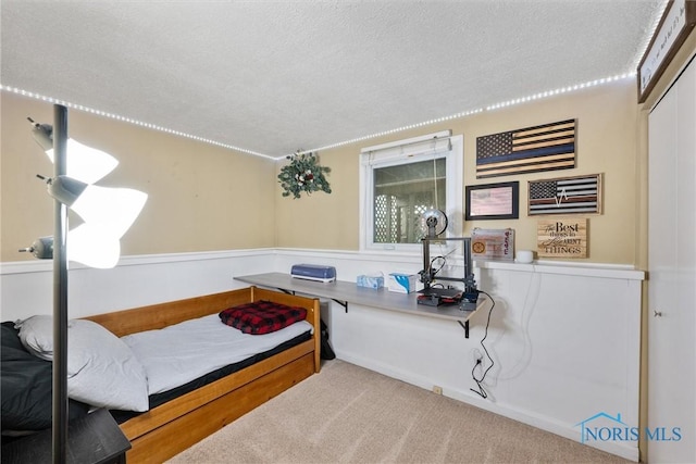 2034 Kellerston Rd, Maumee, OH 43537 - carpeted bedroom featuring wainscoting and a textured ceiling