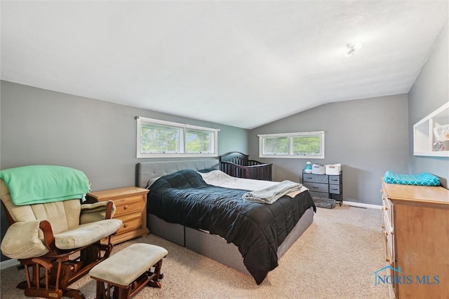1639 Brookside Dr, Findlay, OH 45840 - bedroom with carpet, lofted ceiling, and baseboards