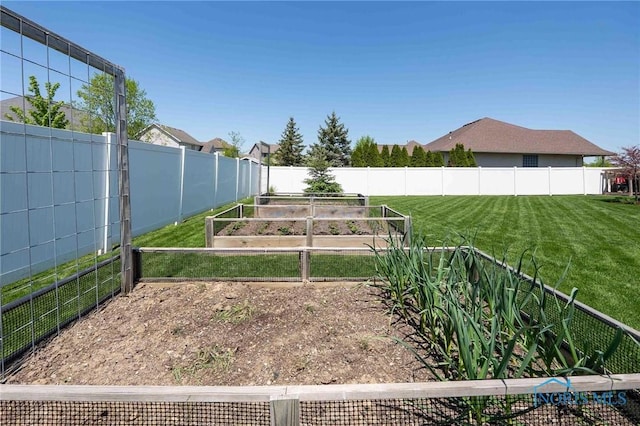 view of yard featuring a vegetable garden