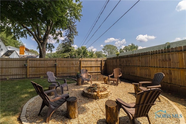 fenced backyard featuring an outdoor fire pit