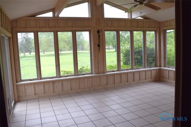1527 S Ct, Findlay, OH 45840 - unfurnished sunroom with wooden walls and tile patterned floors