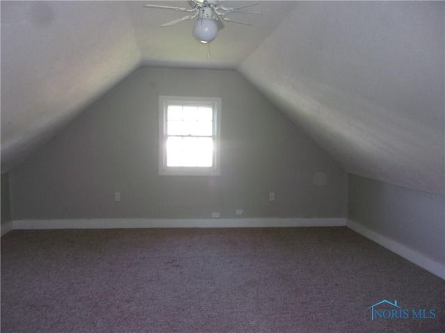 417 Race St, Clyde, OH 43410 - additional living space featuring a ceiling fan, carpet floors, lofted ceiling, and baseboards