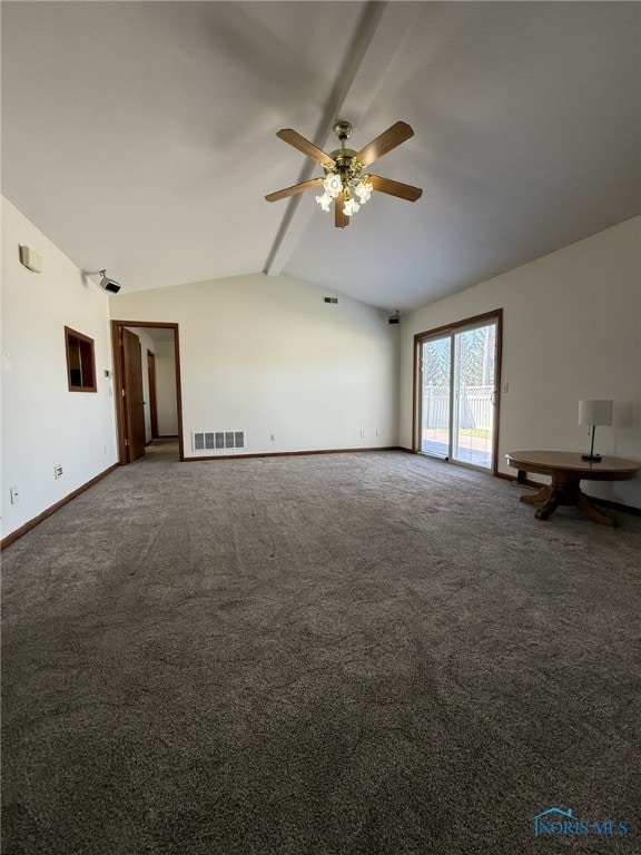 512 Fugate Dr, Defiance, OH 43512 - unfurnished living room with baseboards, ceiling fan, and carpet