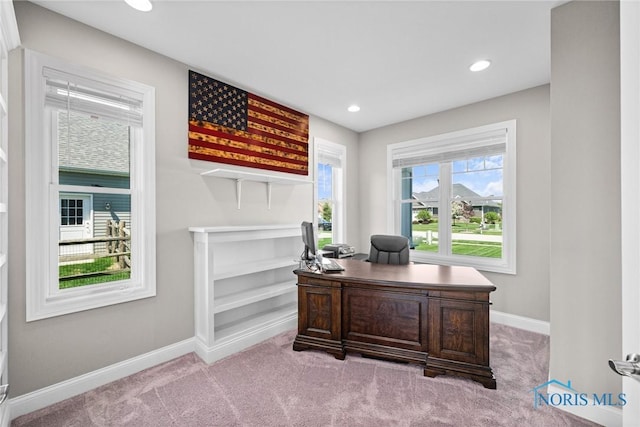 9575 Newbury Ln, Whitehouse, OH 43571 - office with carpet, baseboards, and recessed lighting