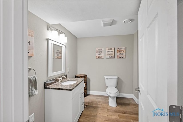 9575 Newbury Ln, Whitehouse, OH 43571 - bathroom featuring wood finished floors, vanity, toilet, and baseboards