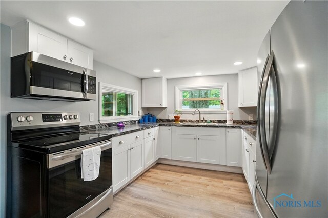7438 Yawberg Rd, Whitehouse, OH 43571 - kitchen featuring stainless steel appliances, a sink, plenty of natural light, white cabinets, and recessed lighting