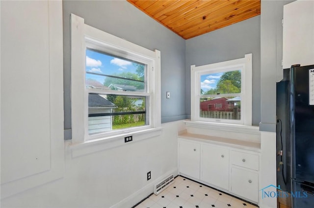 4315 Eastway St, Toledo, OH 43612 - unfurnished dining area featuring wooden ceiling and baseboards