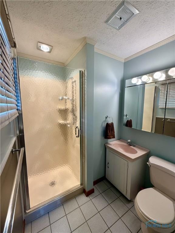 230 Orchard Ln, Upper Sandusky, OH 43351 - full bath with a shower stall, toilet, crown molding, tile patterned floors, and vanity