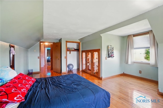 5450 Twp Rd 69, Tiffin, OH 44883 - bedroom with vaulted ceiling, wood finished floors, and baseboards