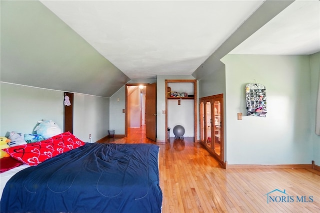 5450 Twp Rd 69, Tiffin, OH 44883 - bedroom with hardwood / wood-style flooring, baseboards, and vaulted ceiling