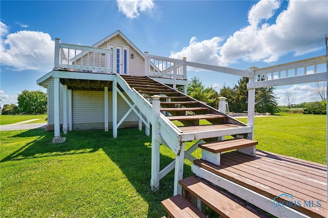 5450 Twp Rd 69, Tiffin, OH 44883 - rear view of property with stairs, a deck, and a yard