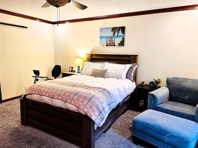 41 Salome Cir, Bluffton, OH 45817 - carpeted bedroom featuring crown molding, baseboards, and ceiling fan