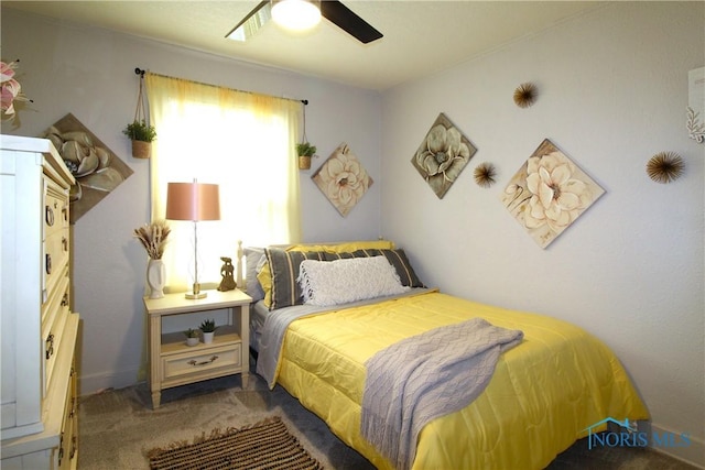 bedroom with carpet and ceiling fan