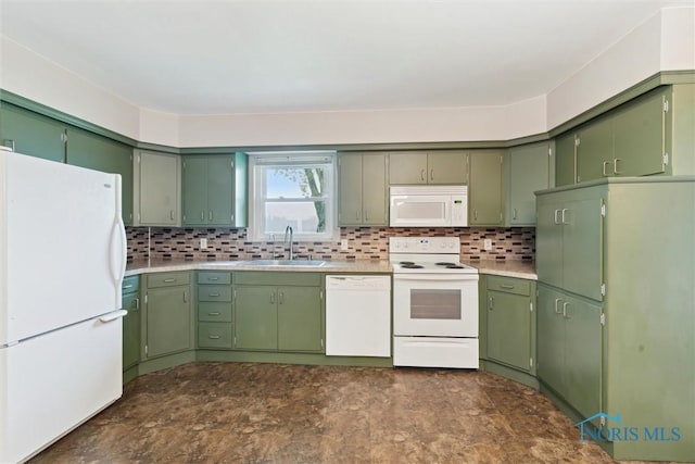 1208 Lindau St, Archbold, OH 43502 - kitchen with white appliances, a sink, tasteful backsplash, and light countertops