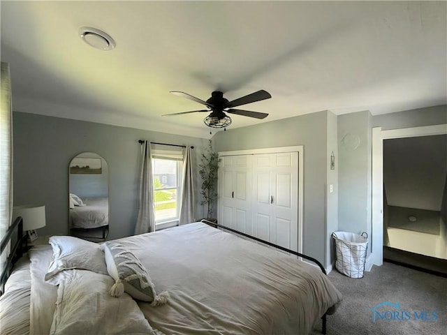 129 Stahl St, Bradner, OH 43406 - bedroom featuring carpet, a closet, and a ceiling fan