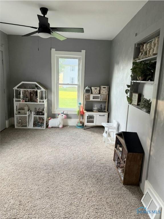 129 Stahl St, Bradner, OH 43406 - living area with carpet floors and ceiling fan