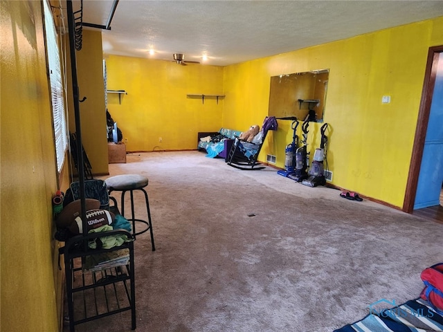 713 Glenwood Rd, Rossford, OH 43460 - workout room featuring carpet flooring, baseboards, and a textured ceiling