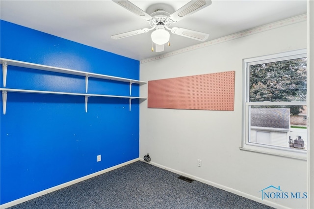 832 Maple Ln, Waterville, OH 43566 - carpeted empty room featuring ceiling fan and baseboards