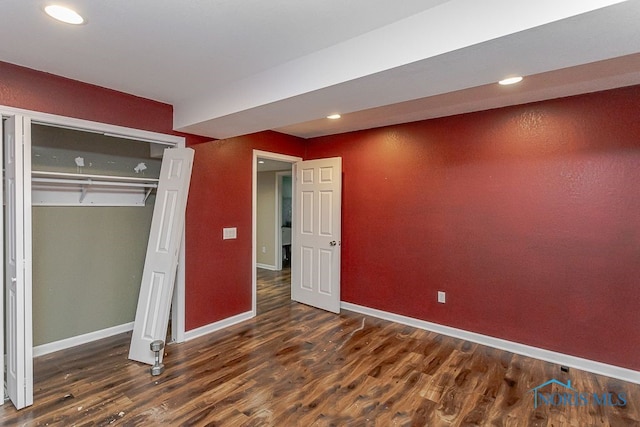17315 County Road R, Napoleon, OH 43545 - unfurnished bedroom featuring wood finished floors, baseboards, recessed lighting, and a closet