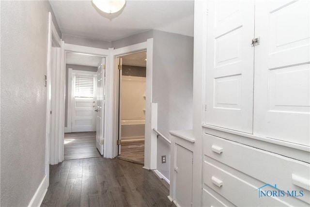 4202 Asbury Dr, Toledo, OH 43612 - hall featuring baseboards and dark wood-type flooring