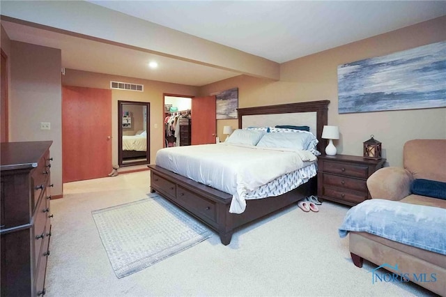 2008 Rush Creek Ct, Findlay, OH 45840 - bedroom featuring light colored carpet, a spacious closet, a closet, and recessed lighting