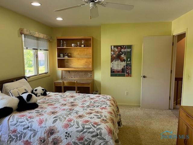 6047 Peppermill Dr, Sylvania, OH 43560 - bedroom with carpet flooring, recessed lighting, and ceiling fan