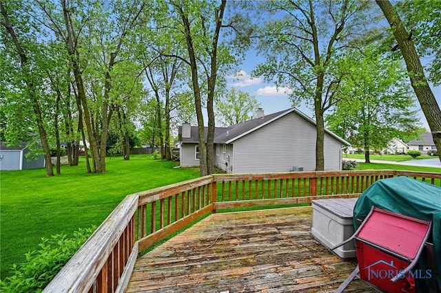 805 N Hill Trl, Findlay, OH 45840 - wooden deck featuring a lawn